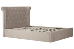 Orsina Contemporary Mink Double Ottoman Bed, Elegant Winged Headboard Bedroom Bed, Ottoman Stud Detailed Bed - thumbnail 4