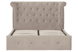 Orsina Contemporary Mink Double Ottoman Bed, Elegant Winged Headboard Bedroom Bed, Ottoman Stud Detailed Bed - thumbnail 5