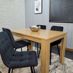 Kosy Koala Oak Effect Dining Table Set With 4 Grey Velvet Chairs Dining Room Furniture - thumbnail 3
