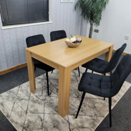 Kosy Koala Oak Effect Dining Table Set With 4 Grey Velvet Chairs Dining Room Furniture - thumbnail 6