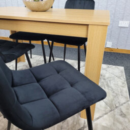 Kosy Koala Oak Effect Dining Table Set With 4 Grey Velvet Chairs Dining Room Furniture - thumbnail 5