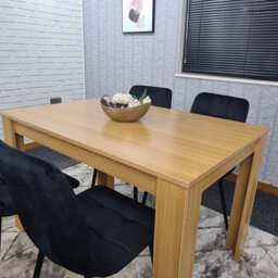 Kosy Koala Oak Effect Dining Table Set With 4 Grey Velvet Chairs Dining Room Furniture - thumbnail 8