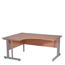 RB UK Nautilus Designs Computer Desk Beech Top Silver Frame Left-Hand Workstation With Cable Management For Home Office (W)1800mm