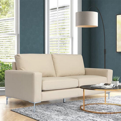 Furniture in Fashion Baltic Faux Leather 3 Seater Sofa In Ivory - image 1