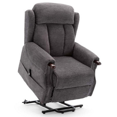 More4Homes Rise Recliner Chair With Single Motor, Remote Control And Pocket Storage In Charcoal Fabric - image 1