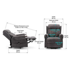 More4Homes Rise Recliner Chair With Single Motor, Remote Control And Pocket Storage In Charcoal Fabric - thumbnail 9