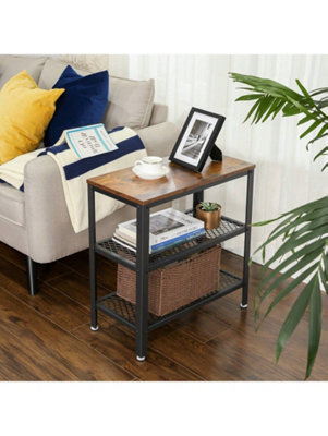 LEDREM Side Table, Console Table, 2 Shelves Mesh Shelves, For Hallway, Living Room, Bedroom, Office, Space Saving, Easy Assembly