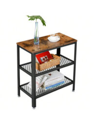 LEDREM Side Table, Console Table, 2 Shelves Mesh Shelves, For Hallway, Living Room, Bedroom, Office, Space Saving, Easy Assembly - thumbnail 6
