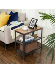 LEDREM Side Table, Console Table, 2 Shelves Mesh Shelves, For Hallway, Living Room, Bedroom, Office, Space Saving, Easy Assembly - thumbnail 1