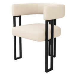 Btm Dining Chairs Set Of 6, Fabric Upholstered, Curved Backrest, Beige - thumbnail 4