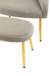 Orsina Mink Velvet Arm Chair With Footstool, Luxury Velvet Upholstered Accent Chair & Footstool, Armchair Set - thumbnail 6