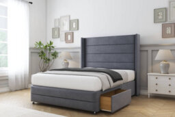 "Comfort Milano Steel Plush Divan Bed Set 2 Drawers Foot-End - 54"" Wingback & 12"" Footboard 6' Super King" - thumbnail 2
