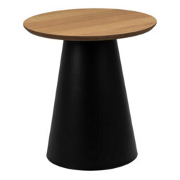 Wyld Haus Hamburg Round Oak Veneer Coffee Table With Black Steel Pillar Base - thumbnail 2