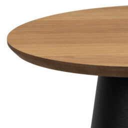 Wyld Haus Hamburg Round Oak Veneer Coffee Table With Black Steel Pillar Base - thumbnail 4