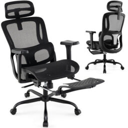 Gainoom Ergonomic Black Office Chair Swivel Computer Desk Chair With Adjustable Lumbar Support - thumbnail 1