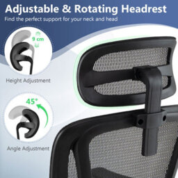 Gainoom Ergonomic Black Office Chair Swivel Computer Desk Chair With Adjustable Lumbar Support - thumbnail 5