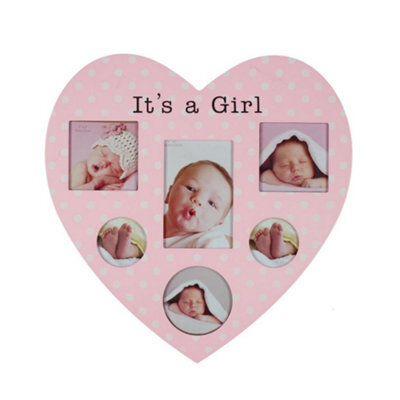 Juliana Impressions New Baby Heart Shaped Collage Photo Frame - It's A Girl - image 1
