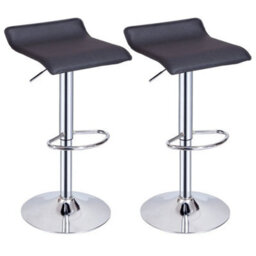 Black Set Of 2 Modern Counter Chairs Swivel Barstool Kitchen - thumbnail 3