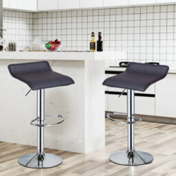 Black Set Of 2 Modern Counter Chairs Swivel Barstool Kitchen - thumbnail 4