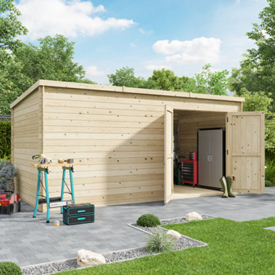 Billyoh Pro Pent Log Cabin Wooden Shed - W4.5M X D2.5M (15 X 8Ft) - 28mm Thickness - image 1
