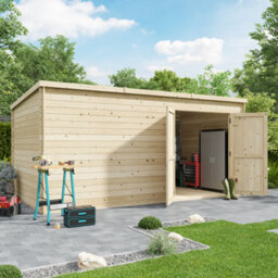 Billyoh Pro Pent Log Cabin Wooden Shed - W4.5M X D2.5M (15 X 8Ft) - 28mm Thickness - thumbnail 1