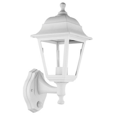 Ex-Pro Outdoor Wall Light Lantern With Dust To Dawn Sensor, Led E27 11W, Ip44 Rated, 27X14Cm, White - image 1