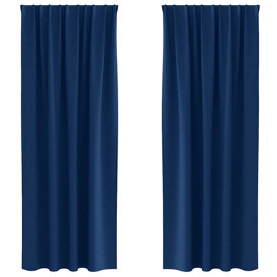 Berkfield Modern Curtains With Curtains 2 Pcs Dark Blue 260 X 140 Cm Polyester