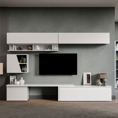 Decorotika Milan Moduler Modern Tv Unit Wall Mount Customizable Layout High Gloss White - image 1