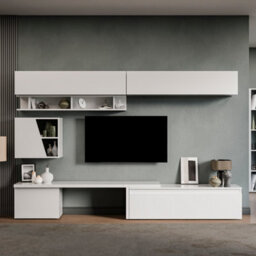 Decorotika Milan Moduler Modern Tv Unit Wall Mount Customizable Layout High Gloss White - thumbnail 1