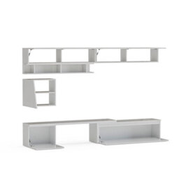 Decorotika Milan Moduler Modern Tv Unit Wall Mount Customizable Layout High Gloss White - thumbnail 5