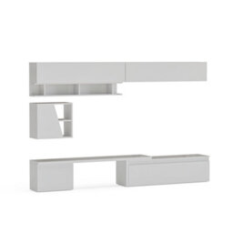 Decorotika Milan Moduler Modern Tv Unit Wall Mount Customizable Layout High Gloss White - thumbnail 4