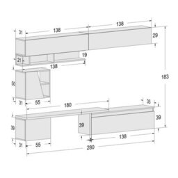 Decorotika Milan Moduler Modern Tv Unit Wall Mount Customizable Layout High Gloss White - thumbnail 6