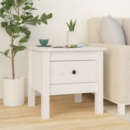 Berkfield Durable Side Table White 40X40X39 Cm Solid Wood Pine - thumbnail 2