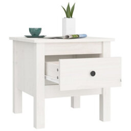 Berkfield Durable Side Table White 40X40X39 Cm Solid Wood Pine - thumbnail 5