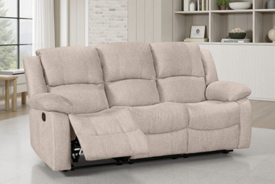 Fabric Beige 3 Seater Recliner Sofa Varesa - image 1
