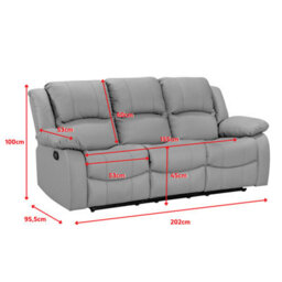 Fabric Beige 3 Seater Recliner Sofa Varesa - thumbnail 7