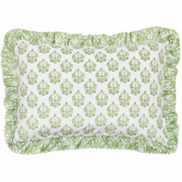 Furn. Krissa Block Printed Velvet Feather Rich Cushion - thumbnail 1