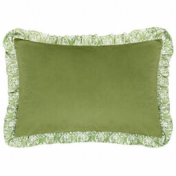 Furn. Krissa Block Printed Velvet Feather Rich Cushion - thumbnail 2