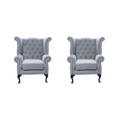 Chesterfield 2 X Chairs Verity Plain Steel Fabric Chairs Offer In Queen Anne Style
