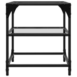 Berkfield Coffee Table With Transparent Glass Top 40X40X45 Cm Steel - thumbnail 5