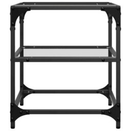 Berkfield Coffee Table With Transparent Glass Top 40X40X45 Cm Steel - thumbnail 4