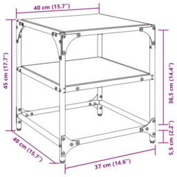 Berkfield Coffee Table With Transparent Glass Top 40X40X45 Cm Steel - thumbnail 9