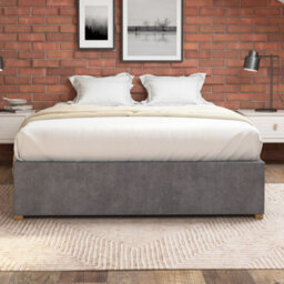 Aspire Upholstered Platform Ottoman Bed Frame Uk Made, Plush Steel, Size King - thumbnail 2