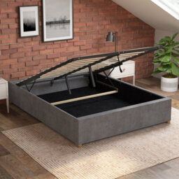 Aspire Upholstered Platform Ottoman Bed Frame Uk Made, Plush Steel, Size King - thumbnail 3