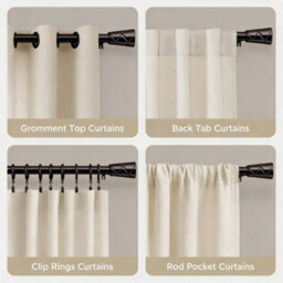 Oxford Homeware Satin Black Nickel Effect Extendable Curtain Pole With Metal Cylinder Finials, (L)1200mm-2100mm (Dia)28mm - thumbnail 6
