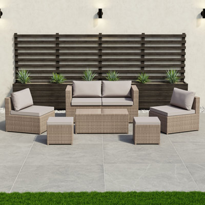 Lassic Garden Vida Islay 6 Seater Rattan Set, Natural & Outdoor Patio Furniture Cover - Fully Assembled - image 1