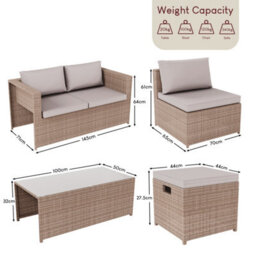 Lassic Garden Vida Islay 6 Seater Rattan Set, Natural & Outdoor Patio Furniture Cover - Fully Assembled - thumbnail 3