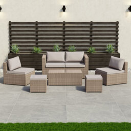 Lassic Garden Vida Islay 6 Seater Rattan Set, Natural & Outdoor Patio Furniture Cover - Fully Assembled - thumbnail 1