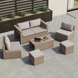Lassic Garden Vida Islay 6 Seater Rattan Set, Natural & Outdoor Patio Furniture Cover - Fully Assembled - thumbnail 2
