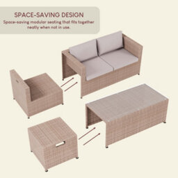 Lassic Garden Vida Islay 6 Seater Rattan Set, Natural & Outdoor Patio Furniture Cover - Fully Assembled - thumbnail 6